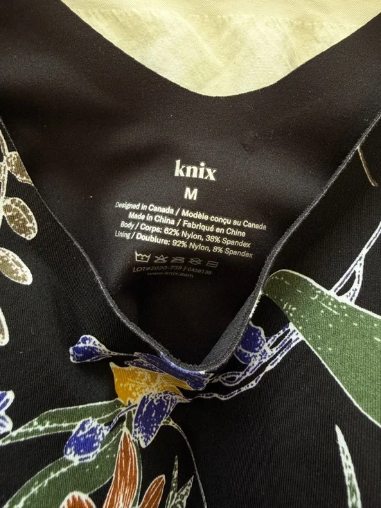 KNIX BLACK FLORAL PRINT LUXELIFT TANK TOP WITH CUPS, MEDIUM - Picture 8 of 8